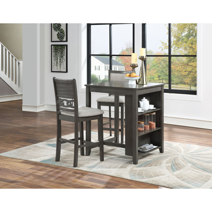 Winston Porter Jackins 3 Piece Solid Wood Top Dining Set & Reviews